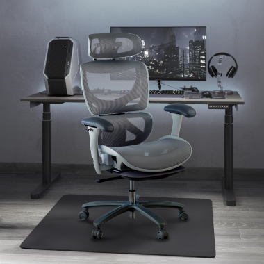 krzeslo ergonomiczne bialy szary biala struktura siatka podlokietniki regulowane 3d zaglowek wysuwany podnozek 2