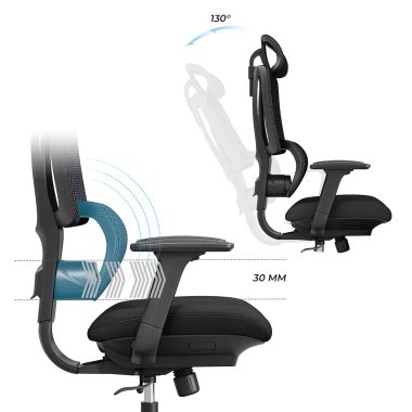 krzeslo ergonomiczne czarny essenza siatka podlokietniki regulowane 3d podwojne podparcie ledzwiowe zaglowek 6