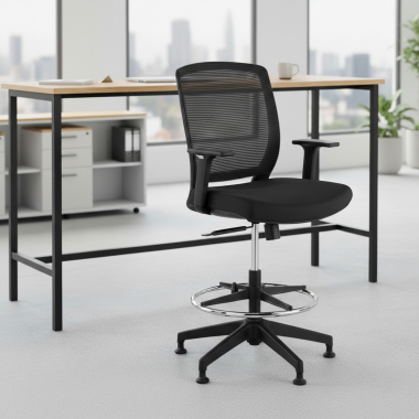 taboret ergonomiczny biurowy czarny taboret siatka podlokietniki regulowane 1d 2