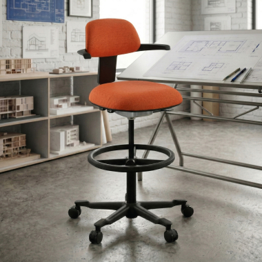 taboret ergonomiczny biurowy pomarancza erghos tkanina bez podlokietnikow 2