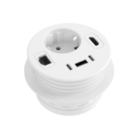 Gniazdo wpuszczane w blat biurka Powerhub Ø80 z USB, RJ45 i HDMI