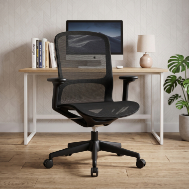 designerski fotel biurowy czarny muse siatka podlokietniki regulowane 3d 2