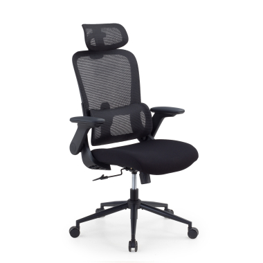 krzeslo ergonomiczne czarny dexter siatka skladane podlokietniki podparcie ledzwiowe zaglowek 1