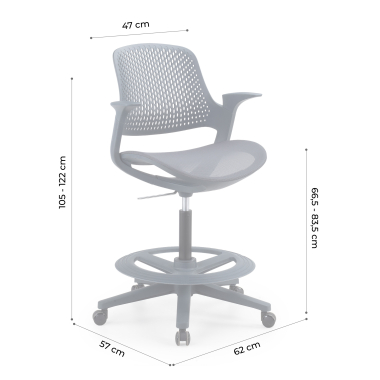 taboret ergonomiczny biurowy antracyt dorian siatka stale podlokietniki 12