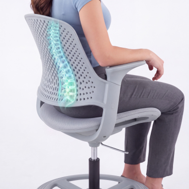 taboret ergonomiczny biurowy szary dorian siatka stale podlokietniki 7
