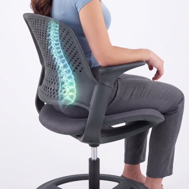 taboret ergonomiczny biurowy antracyt dorian siatka stale podlokietniki 7