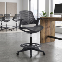 Taboret obrotowy Dorian do biura, z ergonomicznym oparciem