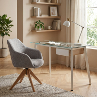 Biurko szklane Prisma z podwieszanym kontenerkiem