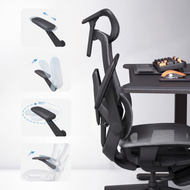 krzeslo ergonomiczne czarny halo z3 siatka podlokietniki regulowane 4d podparcie ledzwiowe zaglowek wysuwany podnozek 7