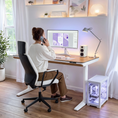 biurko regulowane bialy light walnut nolan 2