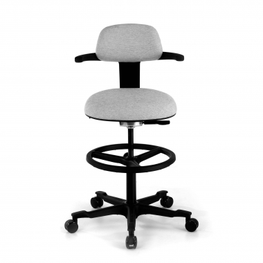 taboret ergonomiczny biurowy szary erghos tkanina bez podlokietnikow 3