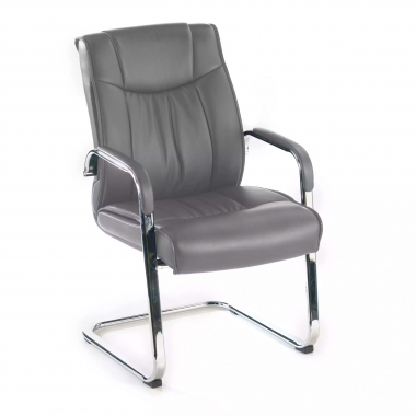 krzeslo konferencyjne szary plozy skora naturalna naturalna skora tapicerowane podlokietniki 1