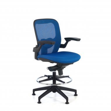 taboret ergonomiczny biurowy niebieski taboret biurowy siatka stale podlokietniki 5