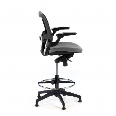 taboret ergonomiczny biurowy szary taboret biurowy siatka stale podlokietniki 5