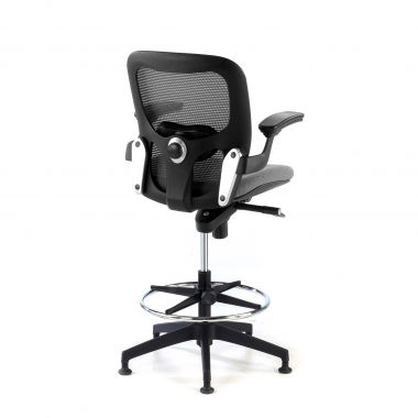 taboret ergonomiczny biurowy szary taboret biurowy siatka stale podlokietniki 7