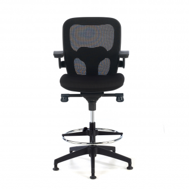 taboret ergonomiczny biurowy czarny taboret biurowy siatka stale podlokietniki 3
