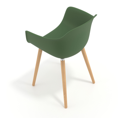 krzeslo skandynawskie zielony obrotowe drewno plastik stale podlokietniki 7