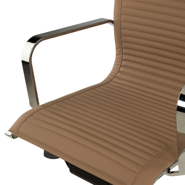 fotel biurowy brazowa kawa struktura chromowana ekoskora skora syntetyczna stale podlokietniki 8