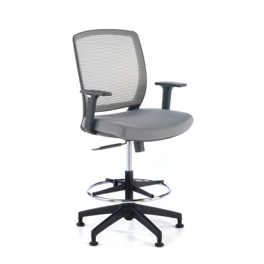 taboret ergonomiczny biurowy szary taboret siatka podlokietniki regulowane 1d 1