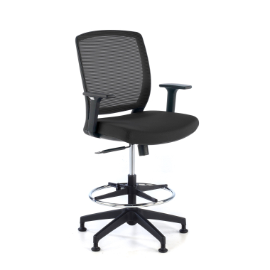 taboret ergonomiczny biurowy czarny taboret siatka podlokietniki regulowane 1d 1