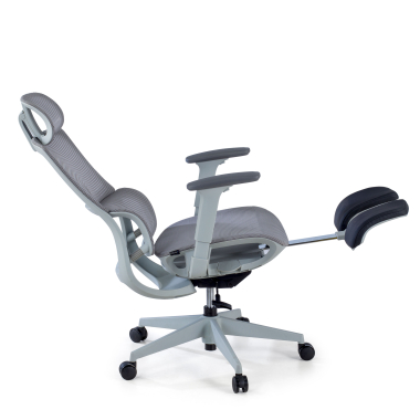 krzeslo ergonomiczne szary z podnozkiem siatka podlokietniki regulowane 3d podwojne podparcie ledzwiowe zaglowek wysuwany podnozek 5