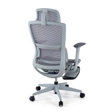 krzeslo ergonomiczne szary z podnozkiem siatka podlokietniki regulowane 3d podwojne podparcie ledzwiowe zaglowek wysuwany podnozek 6