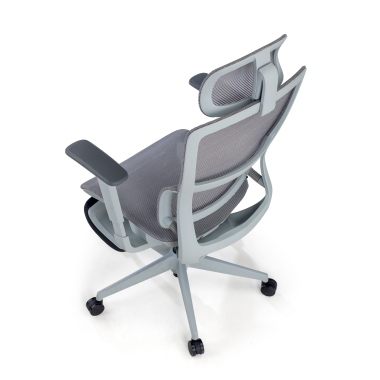 krzeslo ergonomiczne szary z podnozkiem siatka podlokietniki regulowane 3d podwojne podparcie ledzwiowe zaglowek wysuwany podnozek 8