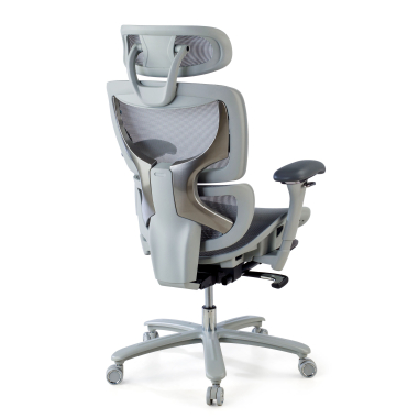 krzeslo ergonomiczne bialy szary biala struktura siatka podlokietniki regulowane 3d zaglowek wysuwany podnozek 7
