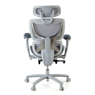krzeslo ergonomiczne bialy szary biala struktura siatka podlokietniki regulowane 3d zaglowek wysuwany podnozek 4