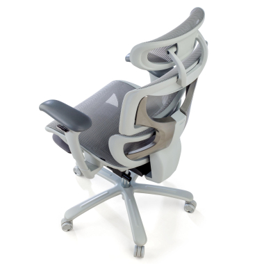 krzeslo ergonomiczne bialy szary biala struktura siatka podlokietniki regulowane 3d zaglowek wysuwany podnozek 8